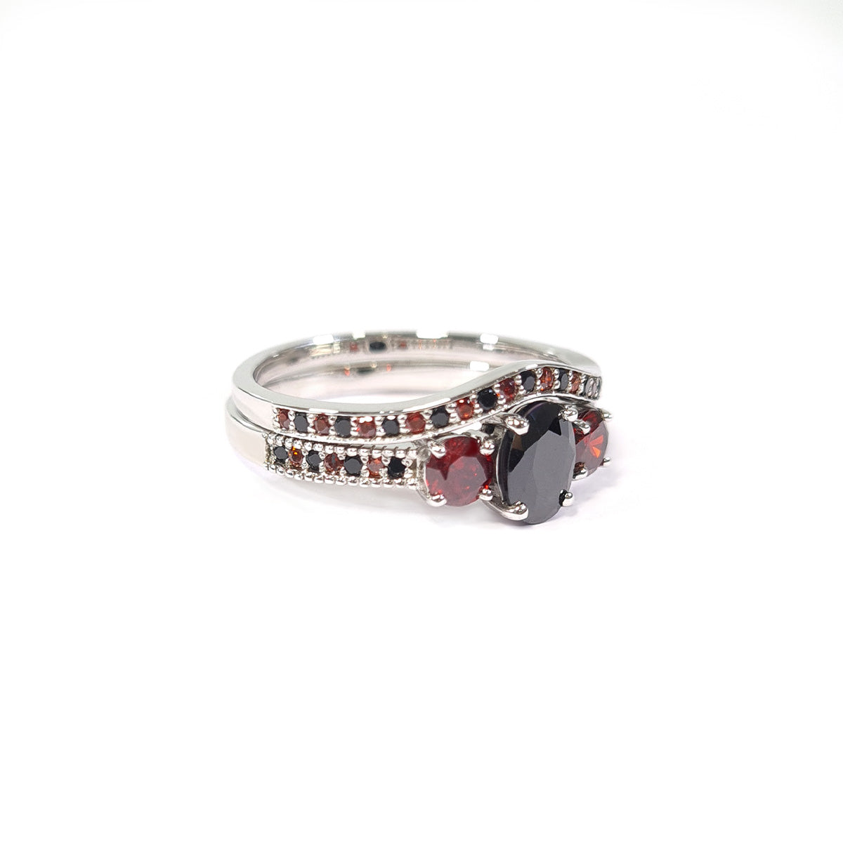 Three Stone Wedding Ring Set