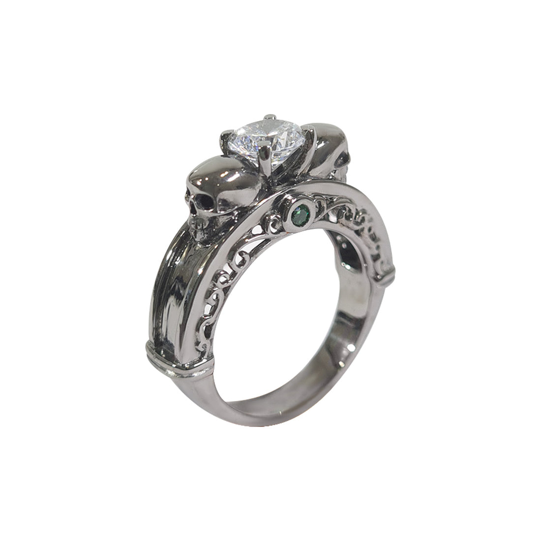 Filigree Skull Engagement Ring