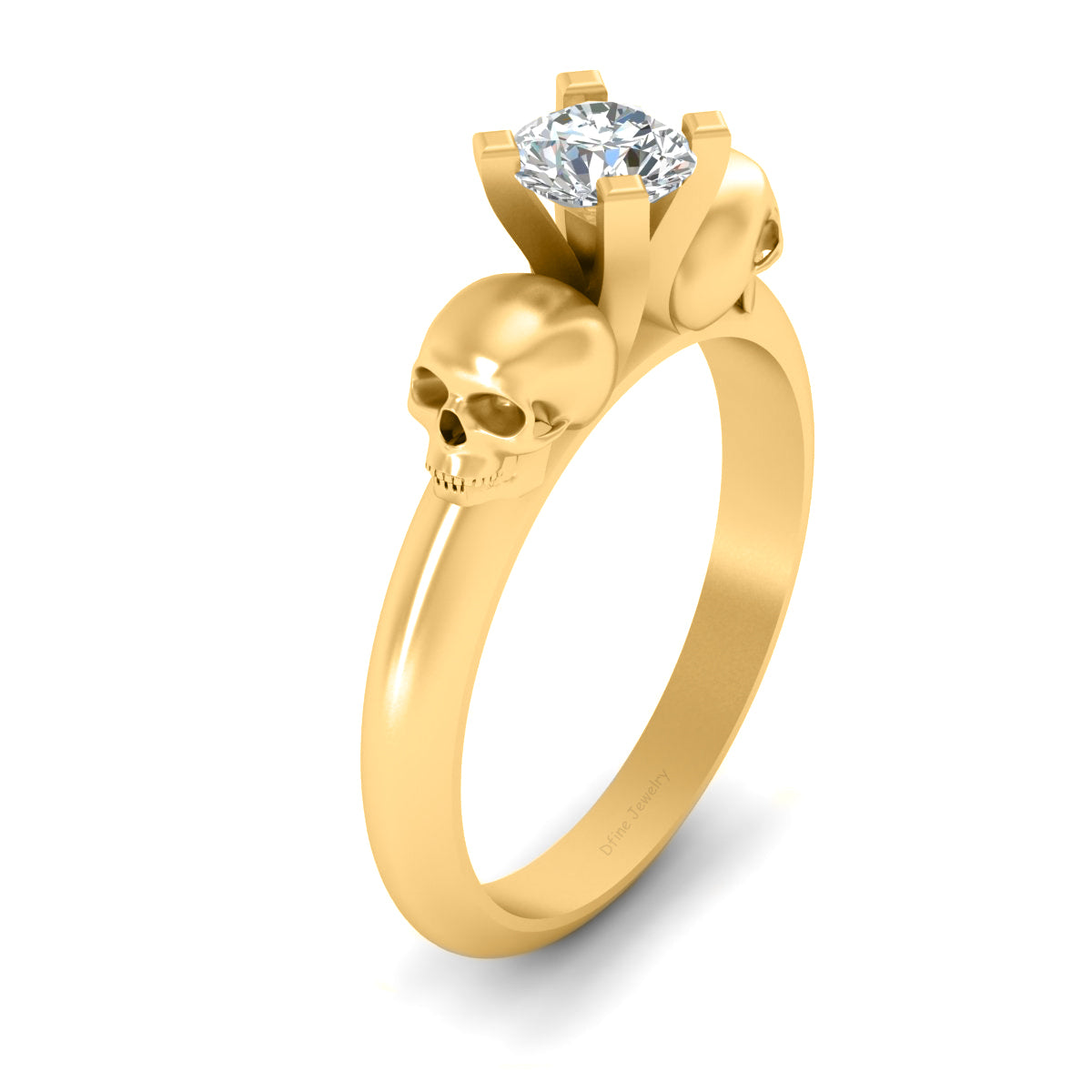 Solitaire CVD Diamond Skull Ring