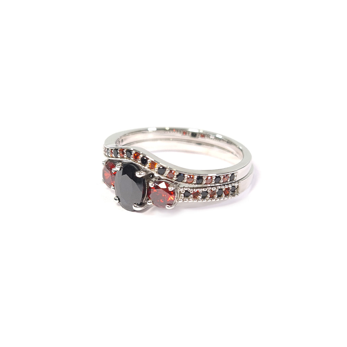 Three Stone Wedding Ring Set