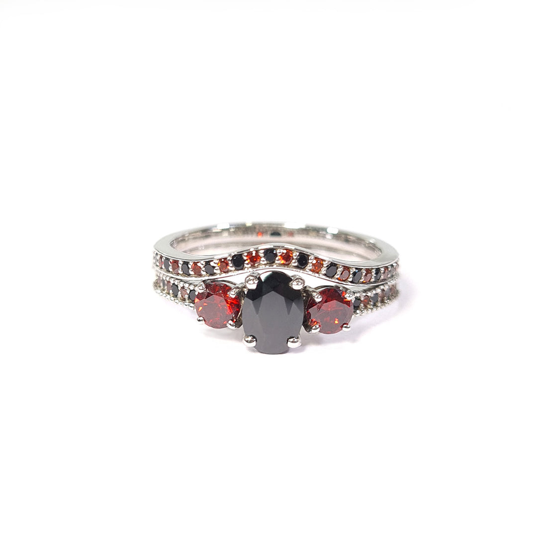 Three Stone Wedding Ring Set