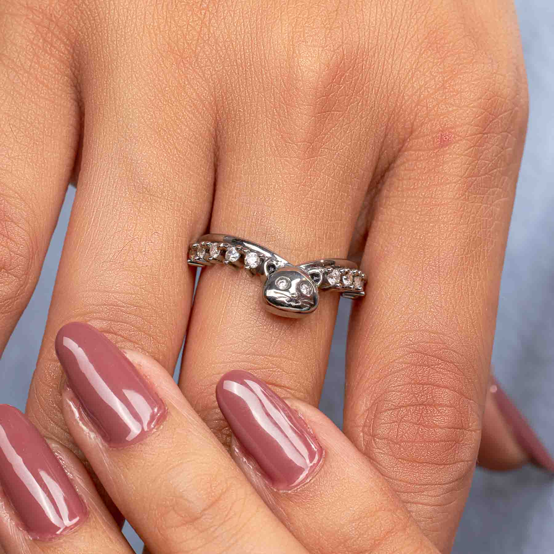 Cat Ring Enhancer Cute Kitty Cat Jewelry Curved Diamond Wedding Band Stacking Silver Gold