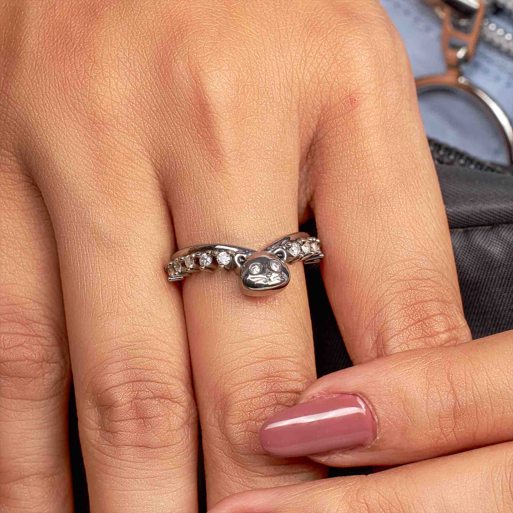 Cat Ring Enhancer Cute Kitty Cat Jewelry Curved Diamond Wedding Band Stacking Silver Gold