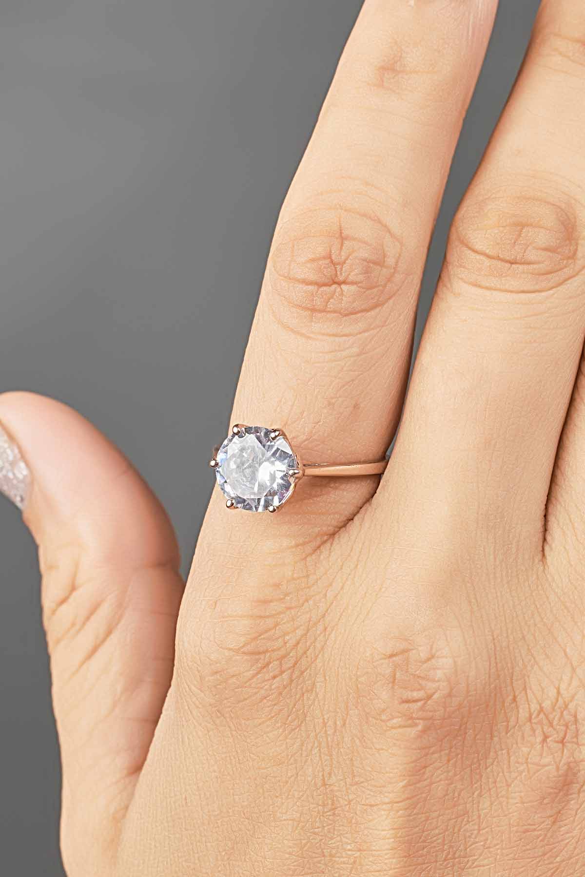 4.80CT Diamond Engagement Ring Solitaire Rose Gold White Gold Basket Setting