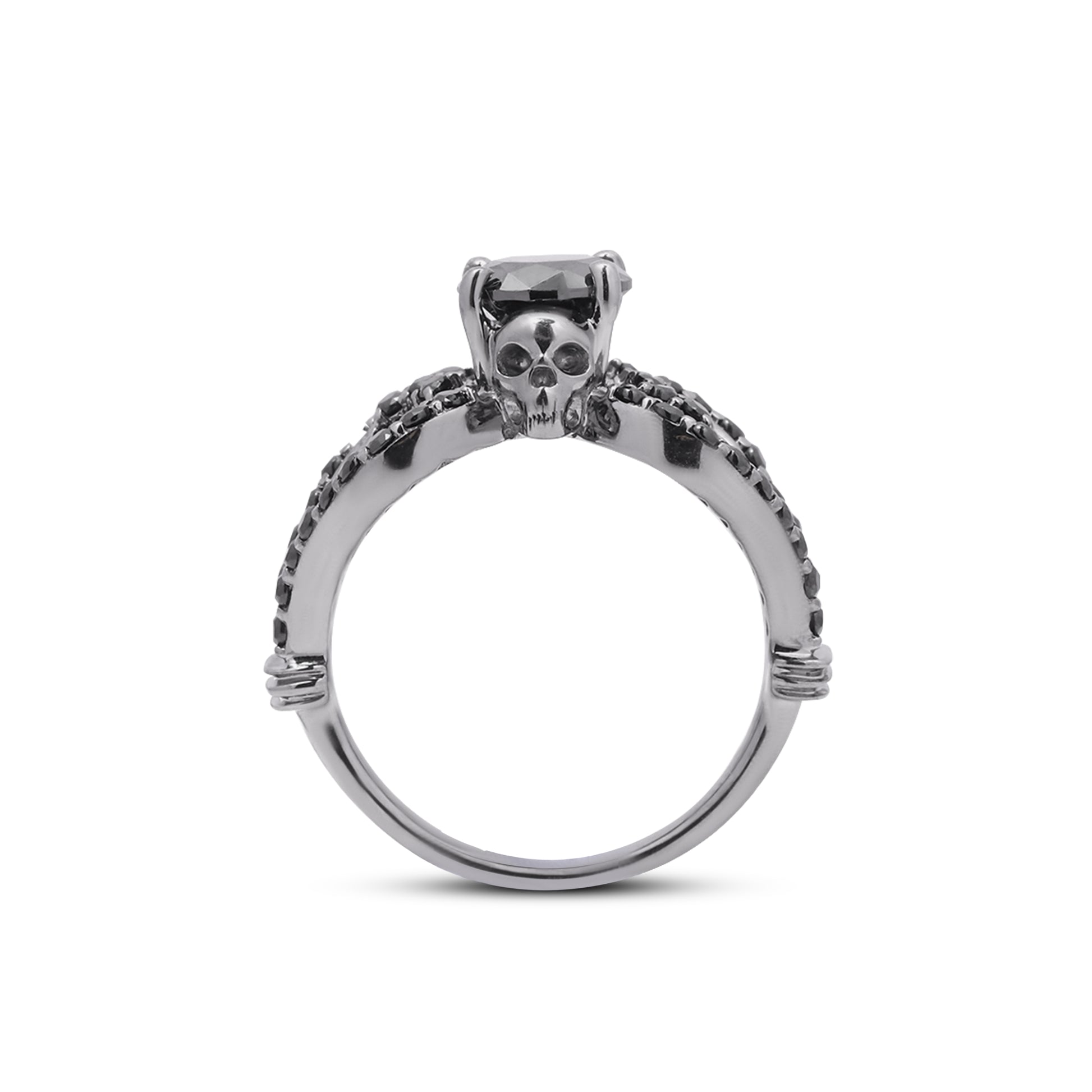 1.50TCW Onyx Skull Engagement Ring