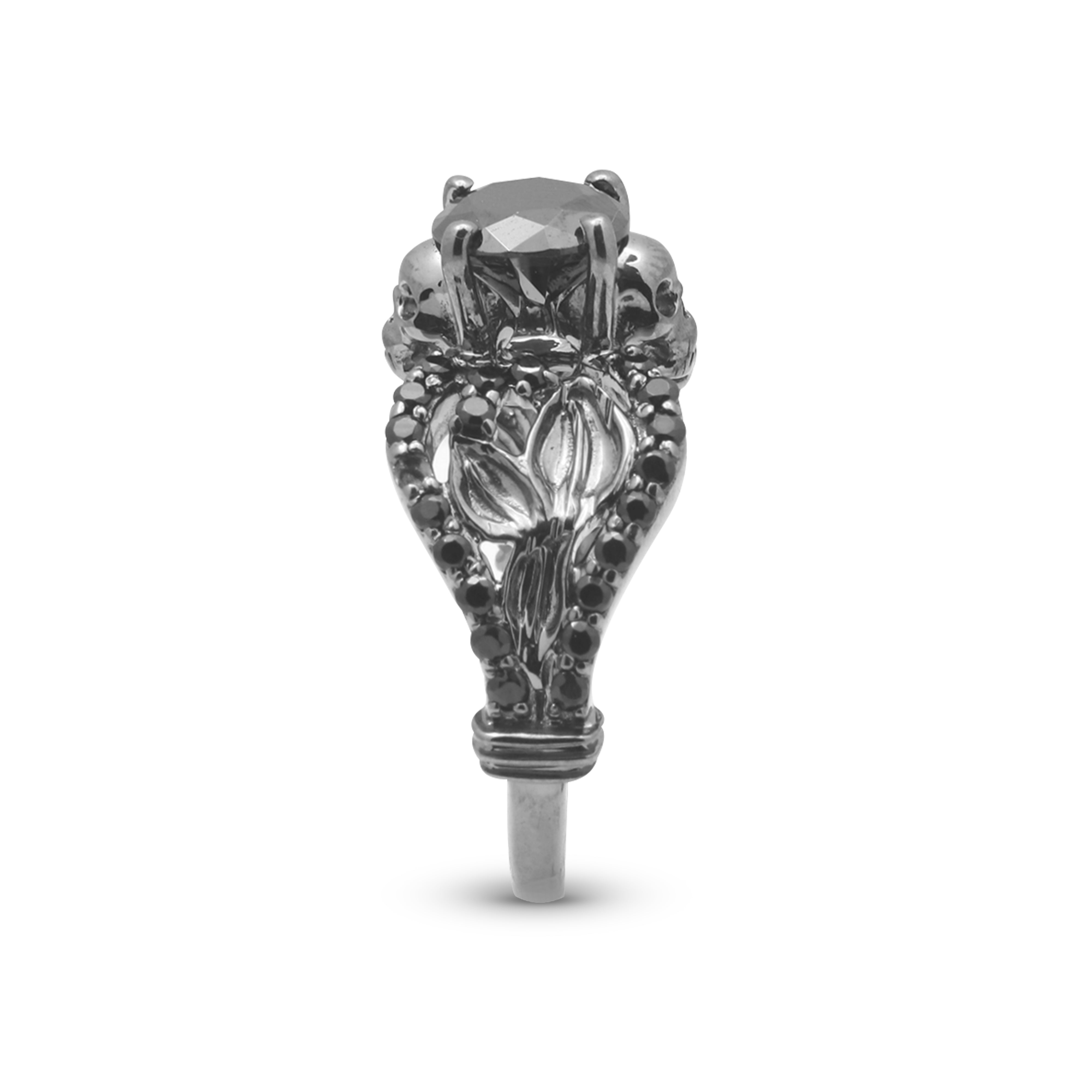 1.50TCW Onyx Skull Engagement Ring