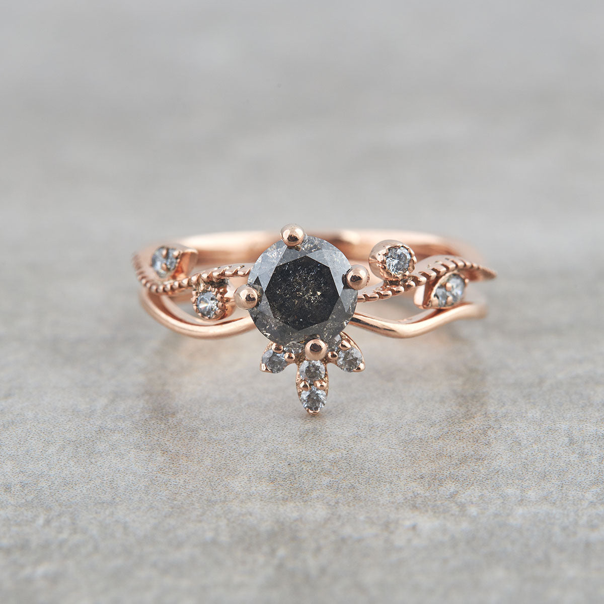Salt and Pepper Diamond Bridal Ring Set