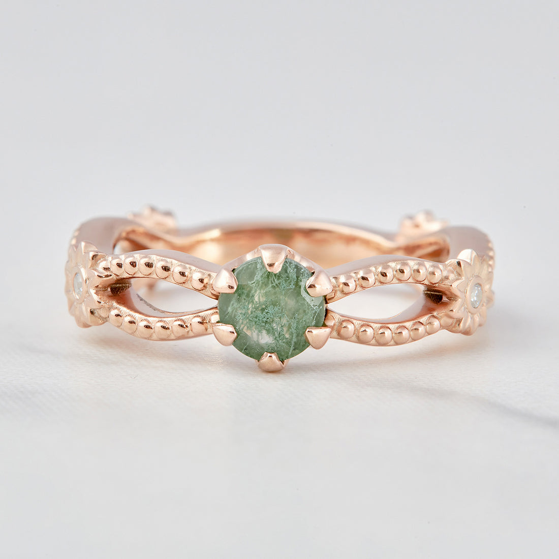0.50CT Moss Agate Engagement Ring