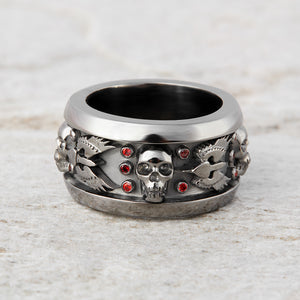 Mens Skull Wedding Band Wings Dagger Gothic Badass Bikers