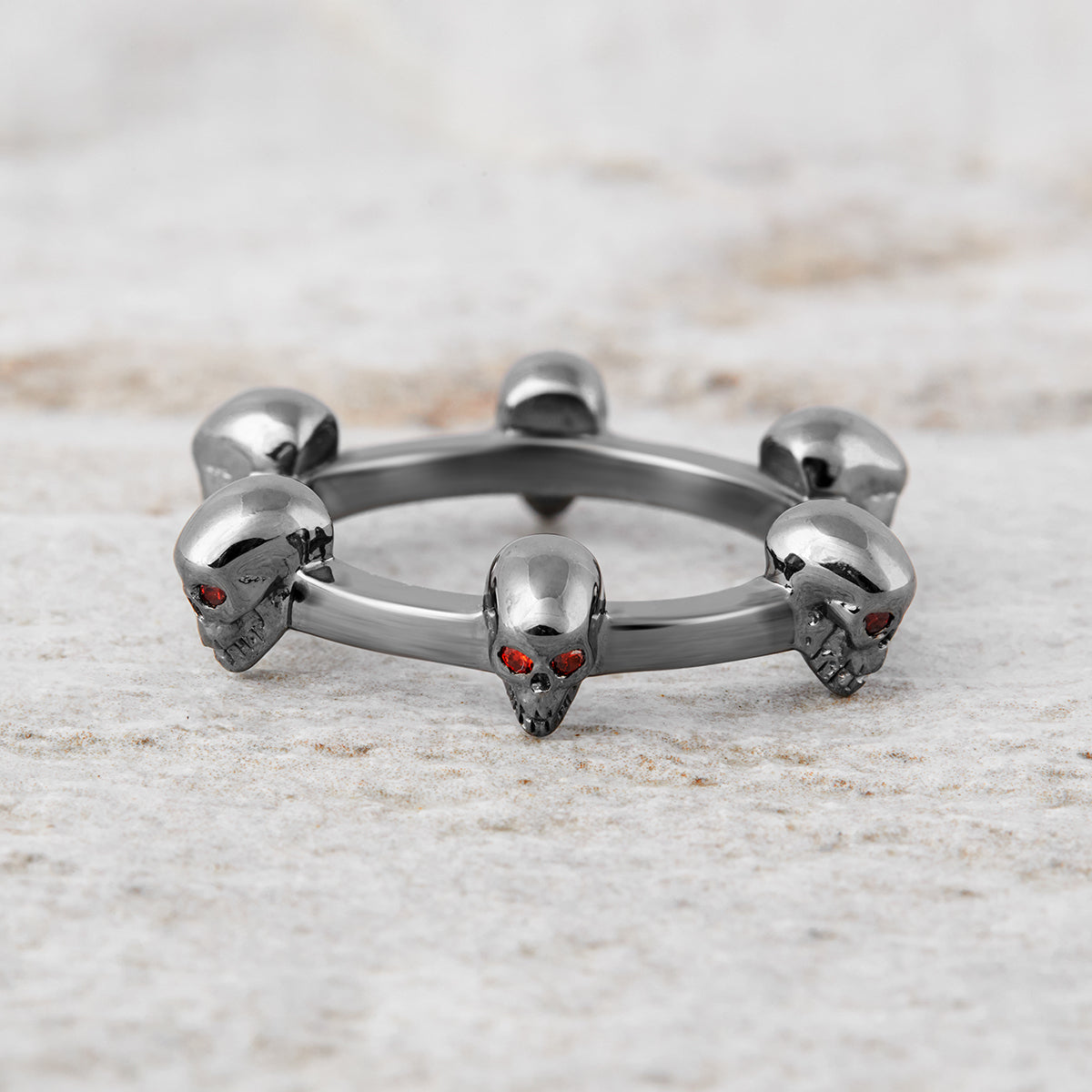 Vampire Skull Wedding Band Red Garnet Gothic Skull Band For Women