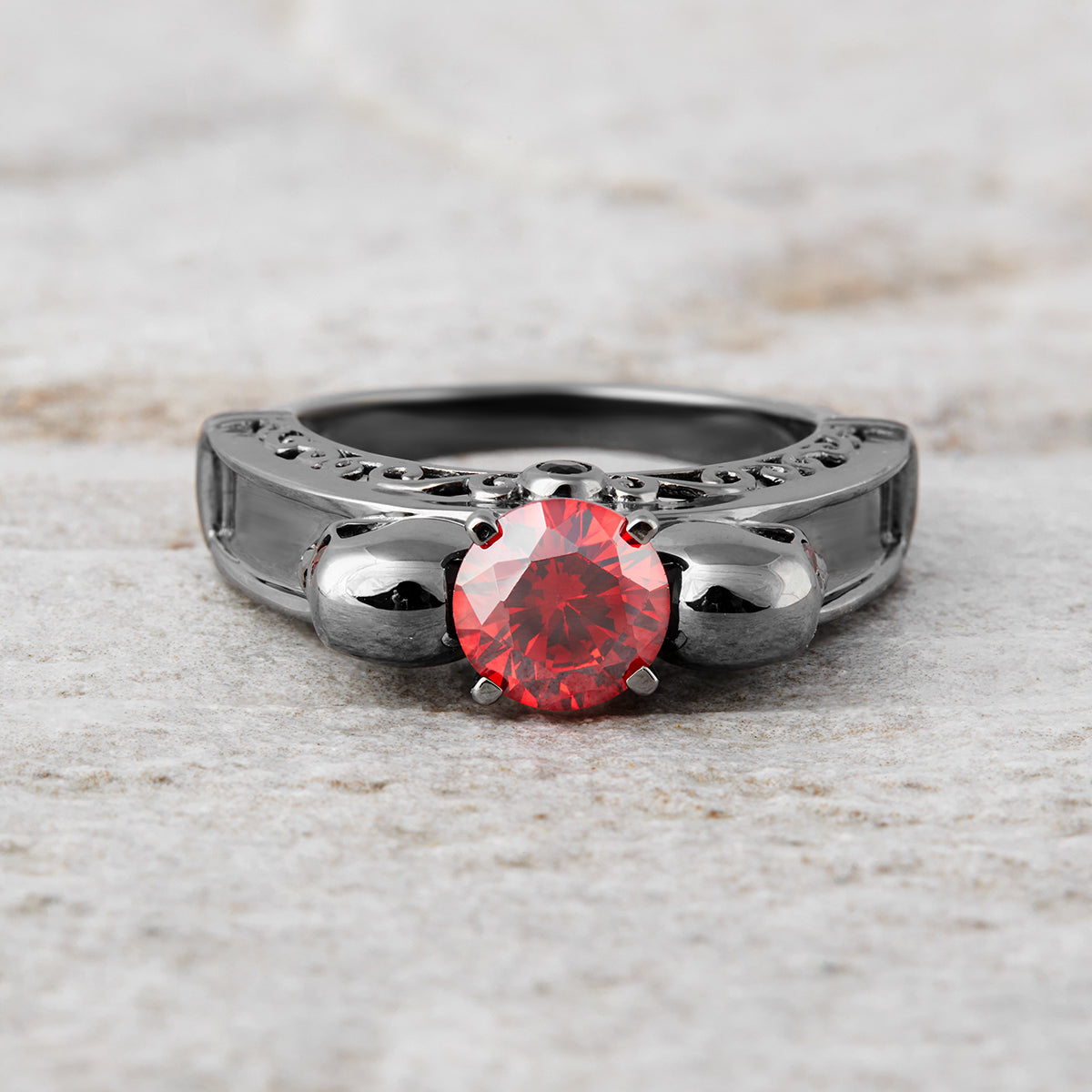 Skull Gothic Engagement Ring Womens Skull Jewelry Gun Metal