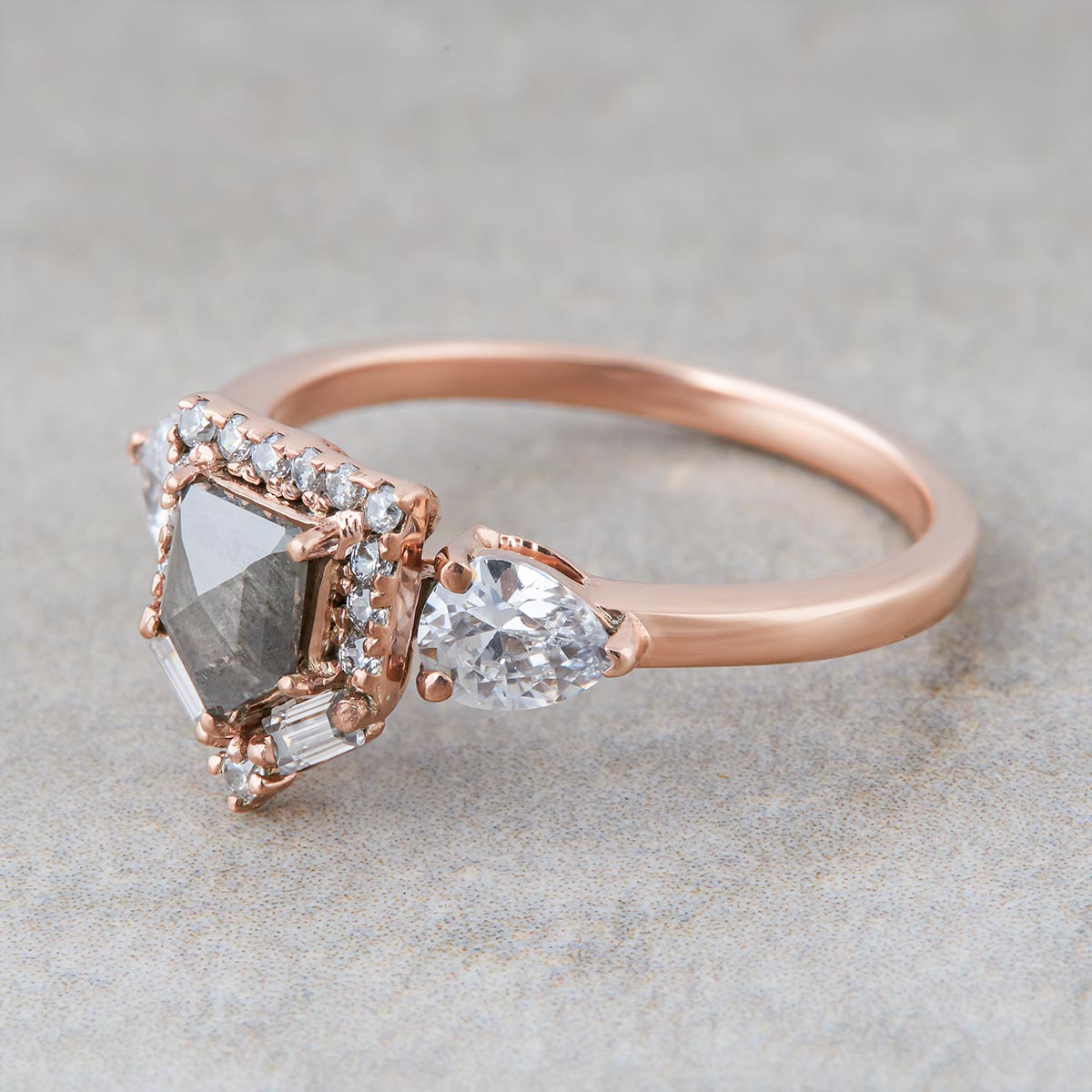 Salt and Pepper Diamond Engagement Ring