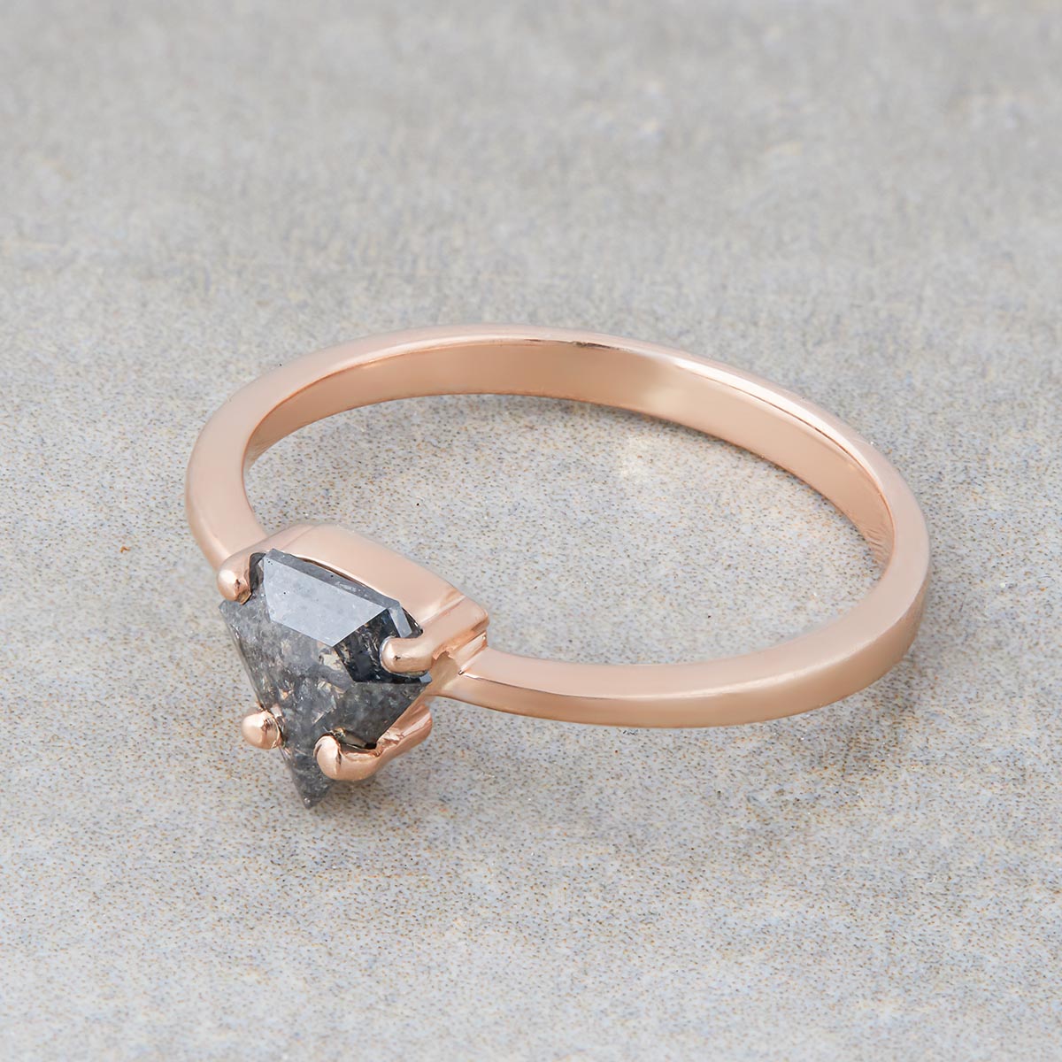 Natural Salt and Pepper Diamond Ring