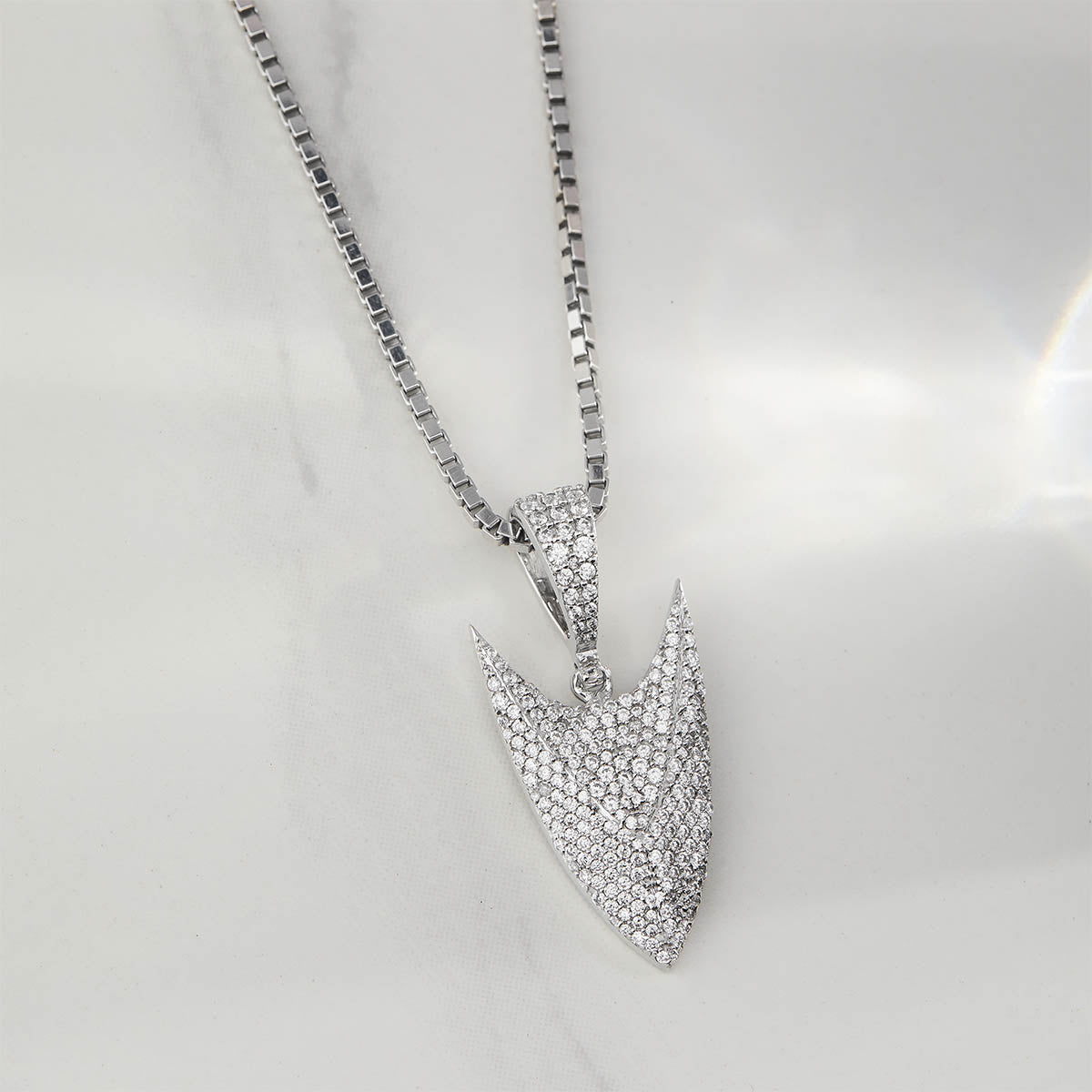 Norse Viking Odin's Spearhead Pendant Necklace CZ Diamond Iced Out Jewelry Sterling Silver