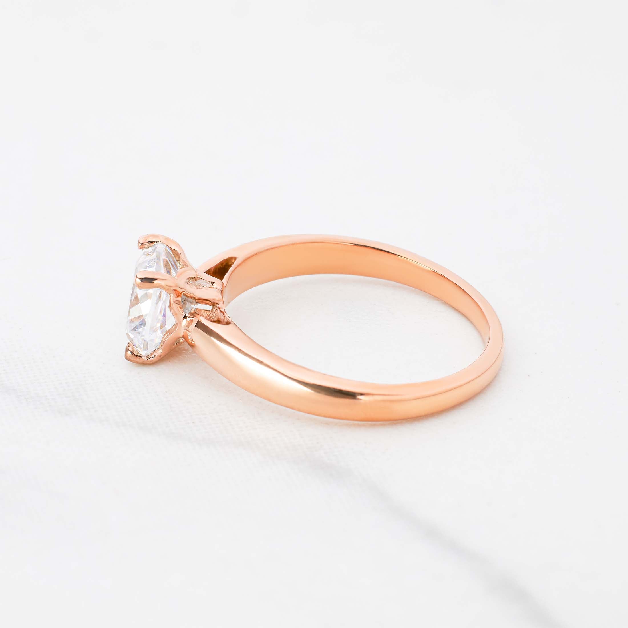 Solitaire Cushion Cut Moissanite Diamond Ring Rose Gold Engagement Rings