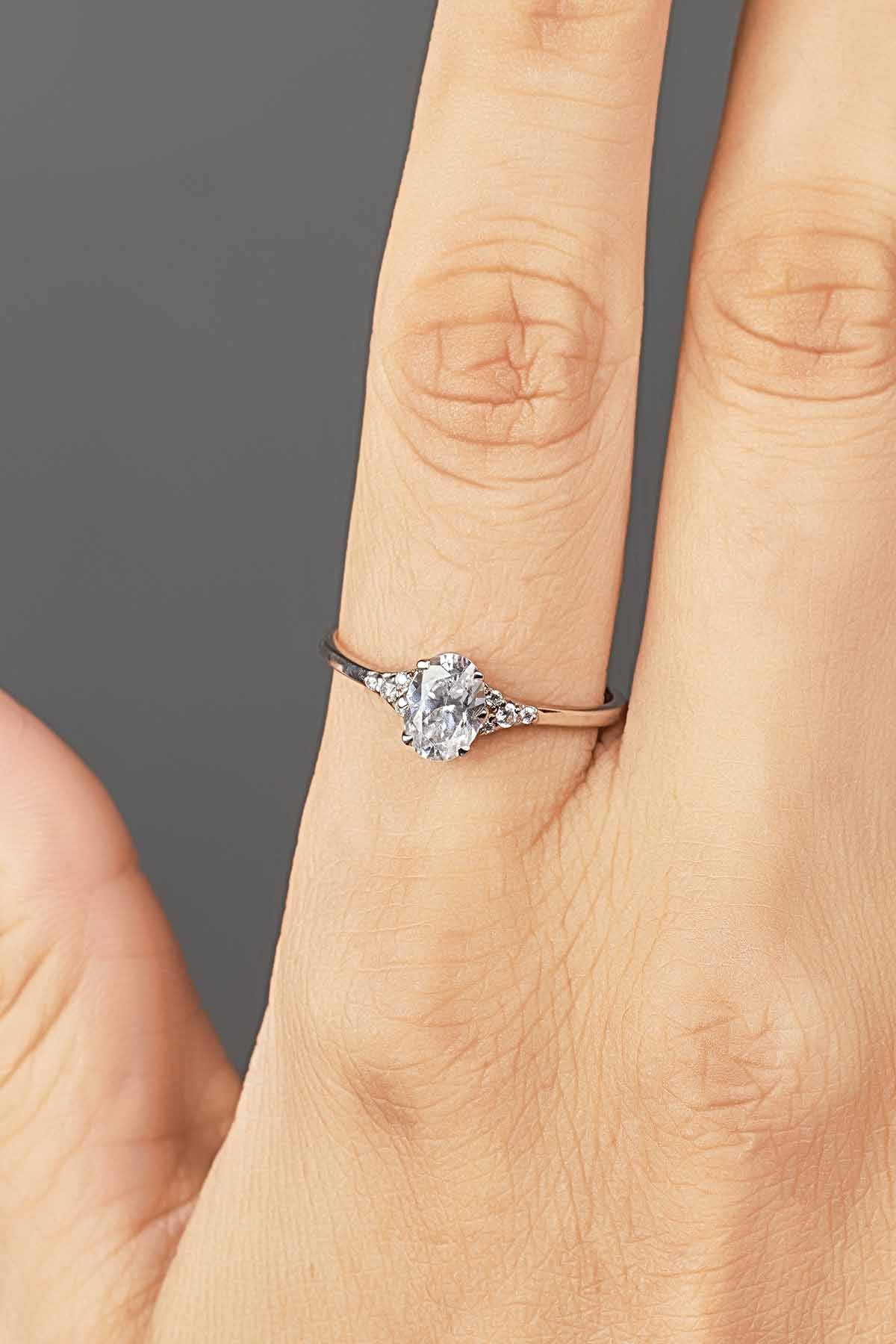 Oval Cut Diamond Engagement Rings Rose Gold White Gold Promise Ring Wedding Anniversary Gift