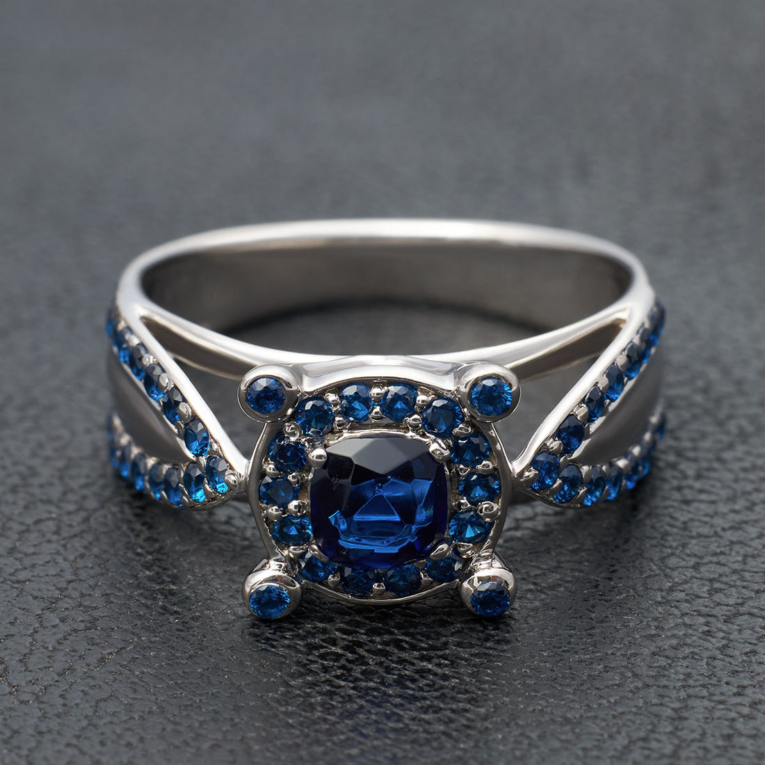 Natural Blue Sapphire Engagement Ring