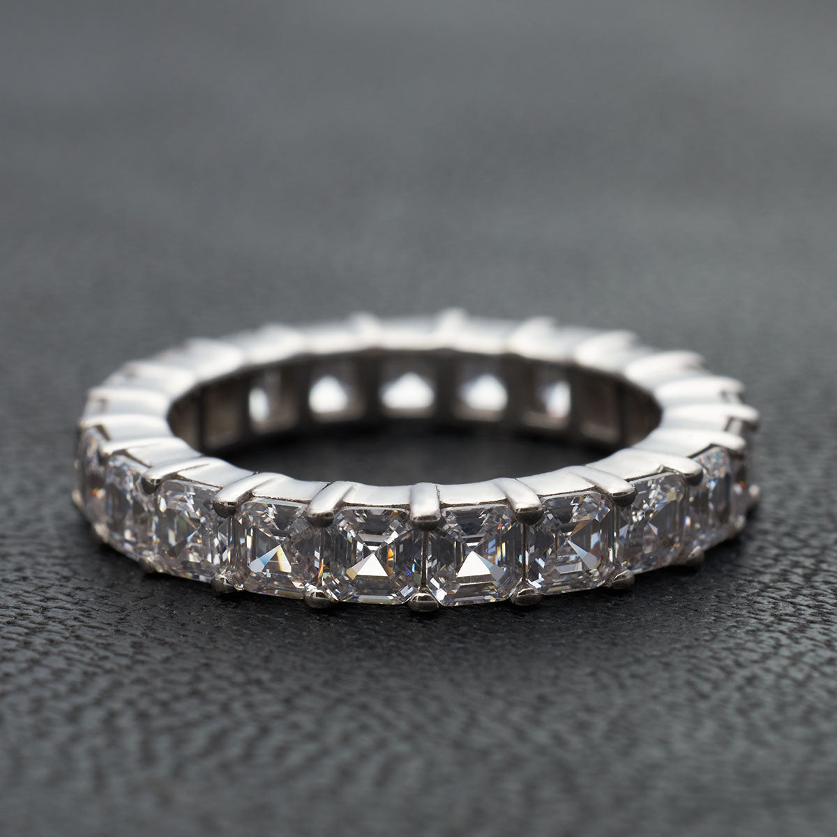 Moissanite Wedding Band Asscher Cut Full Eternity Band Womens