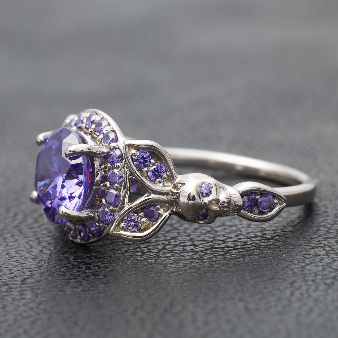Amethyst Skull Wedding Ring For Women