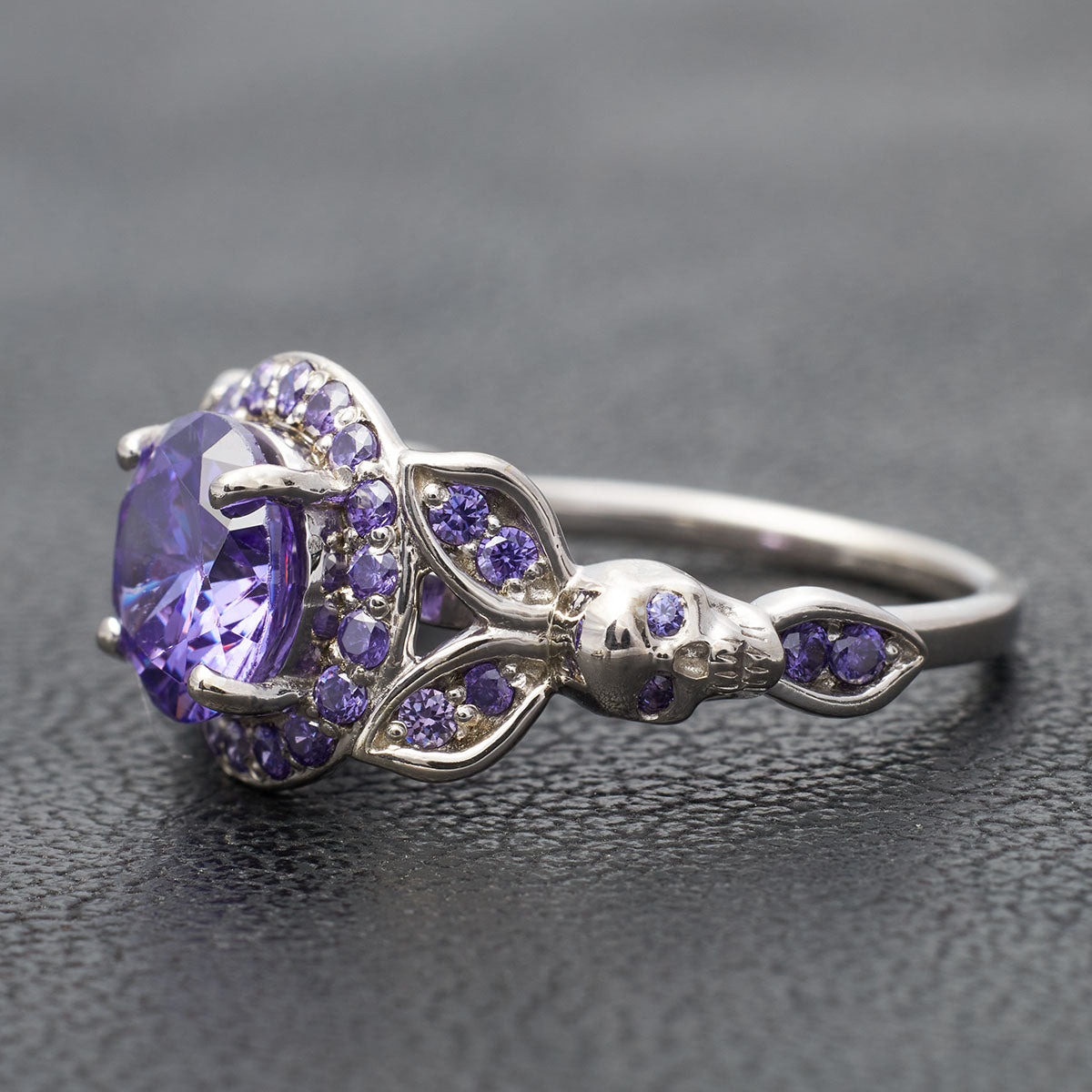 Amethyst Skull Wedding Ring For Women