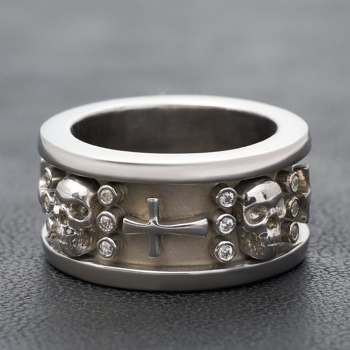Silver Skull Wedding Band For Men