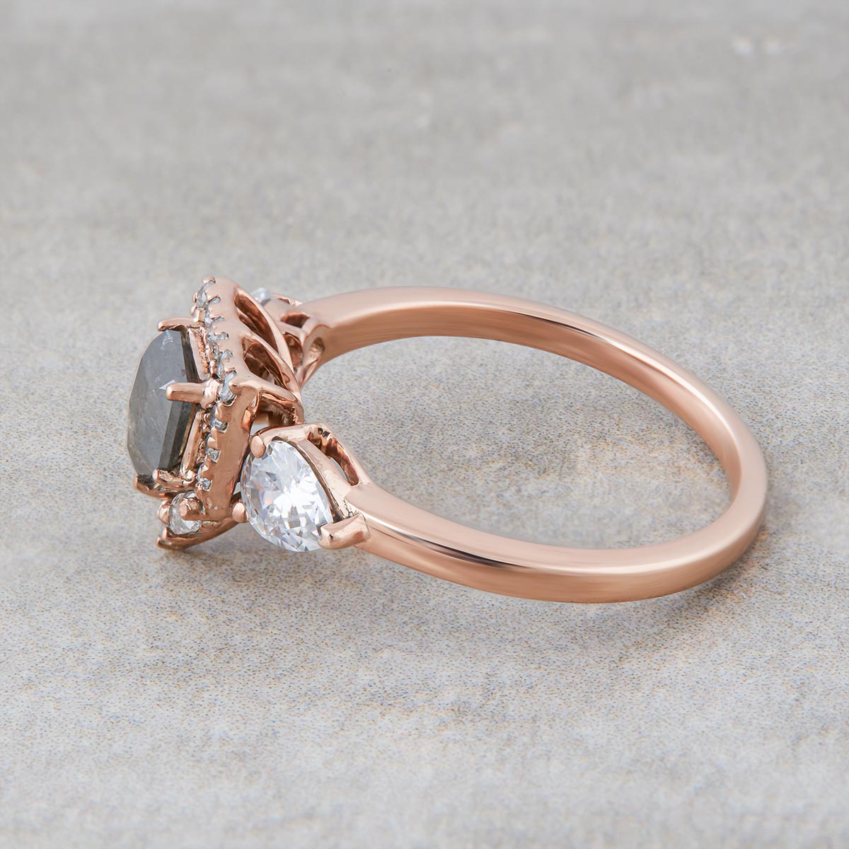 Salt and Pepper Diamond Engagement Ring