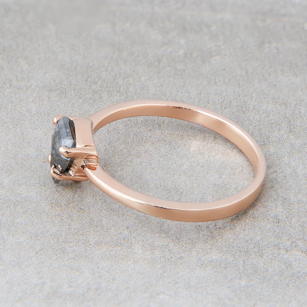 Natural Salt and Pepper Diamond Ring