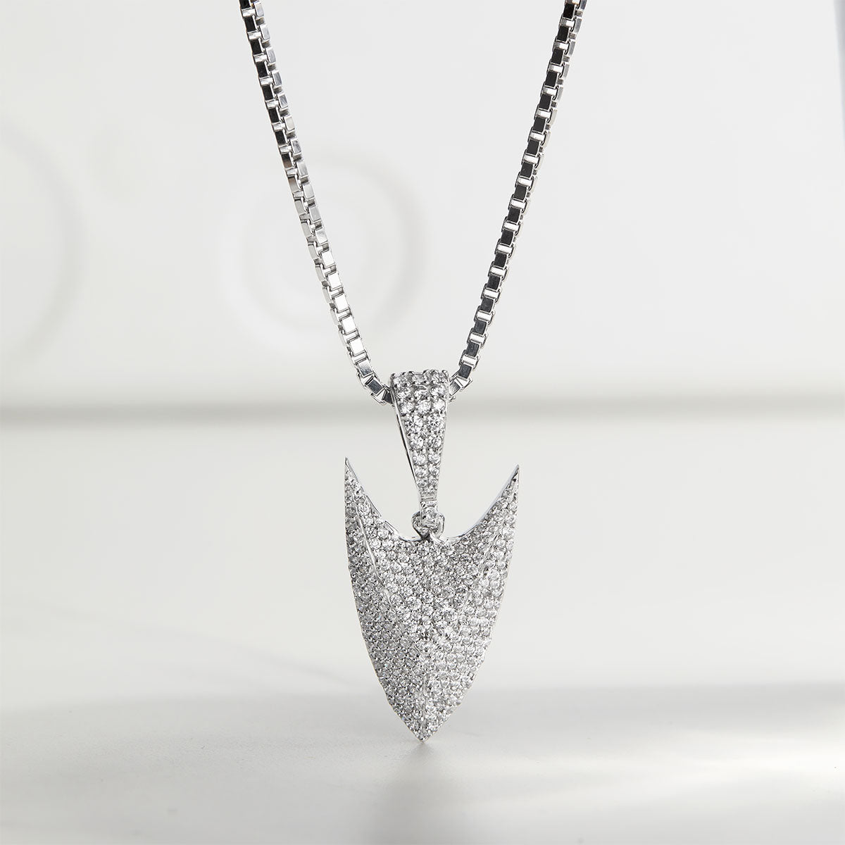 Norse Viking Odin's Spearhead Pendant Necklace CZ Diamond Iced Out Jewelry Sterling Silver