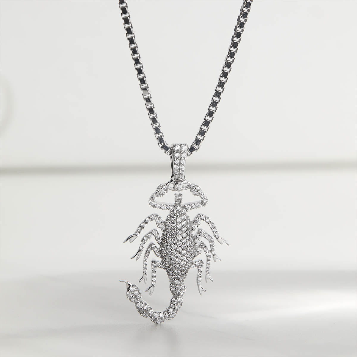 CZ Diamond Scorpion Necklace Iced Out Scorpion Pendant Sterling Silver Hip Hop Jewelry
