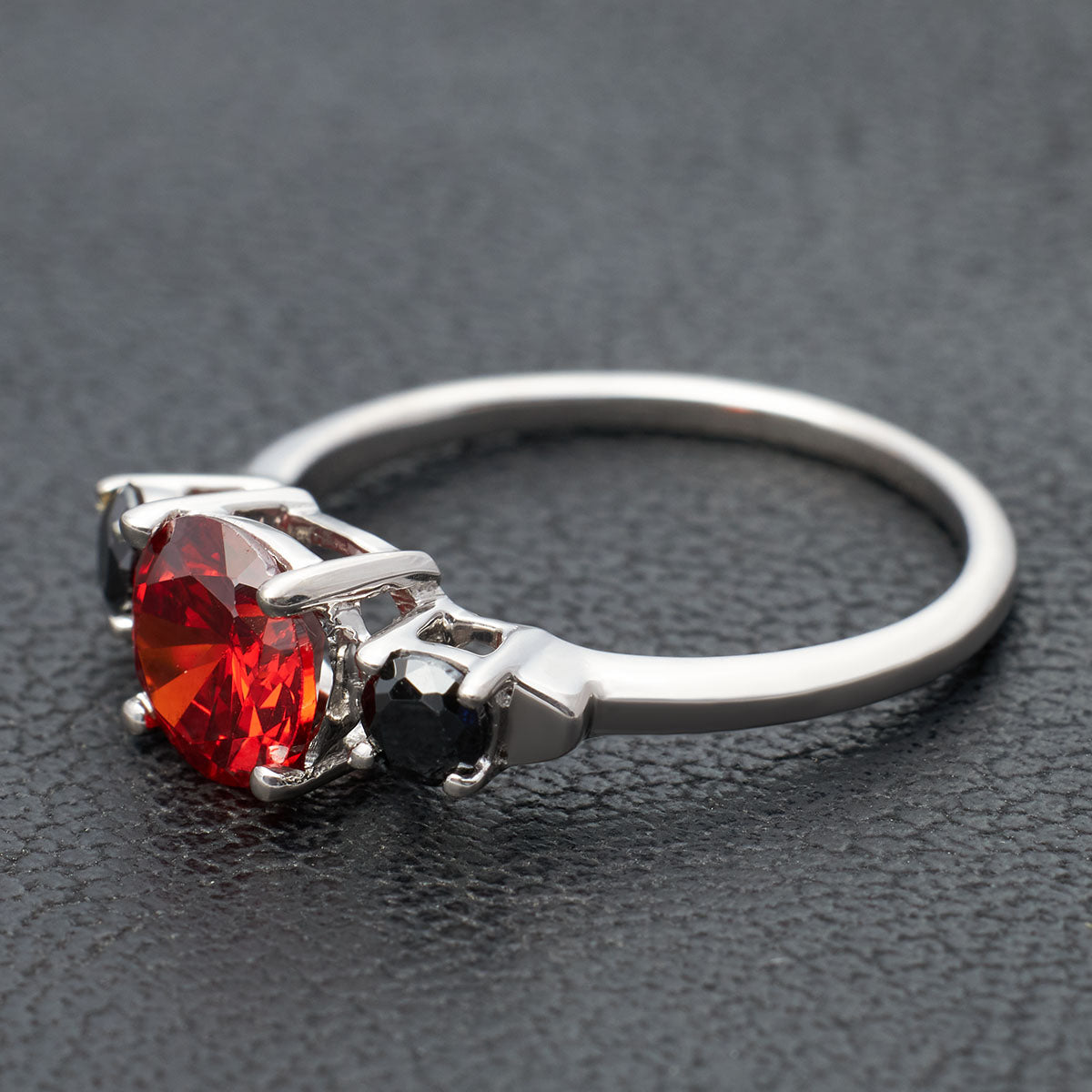 Gothic Engagement Rings For Women Onyx and Garnet