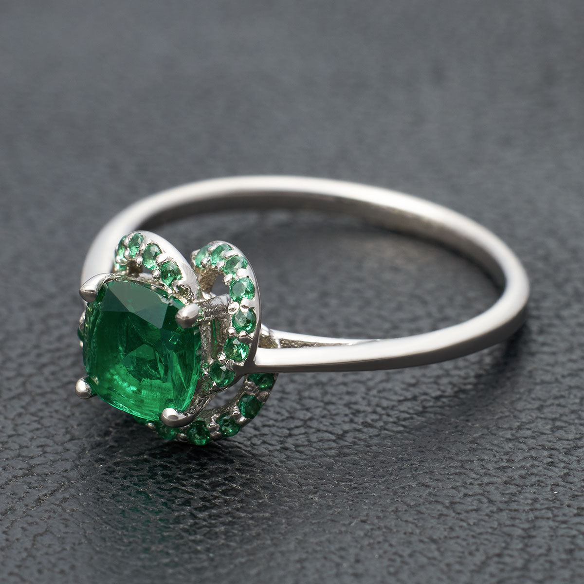 Natural Emerald Engagement Ring
