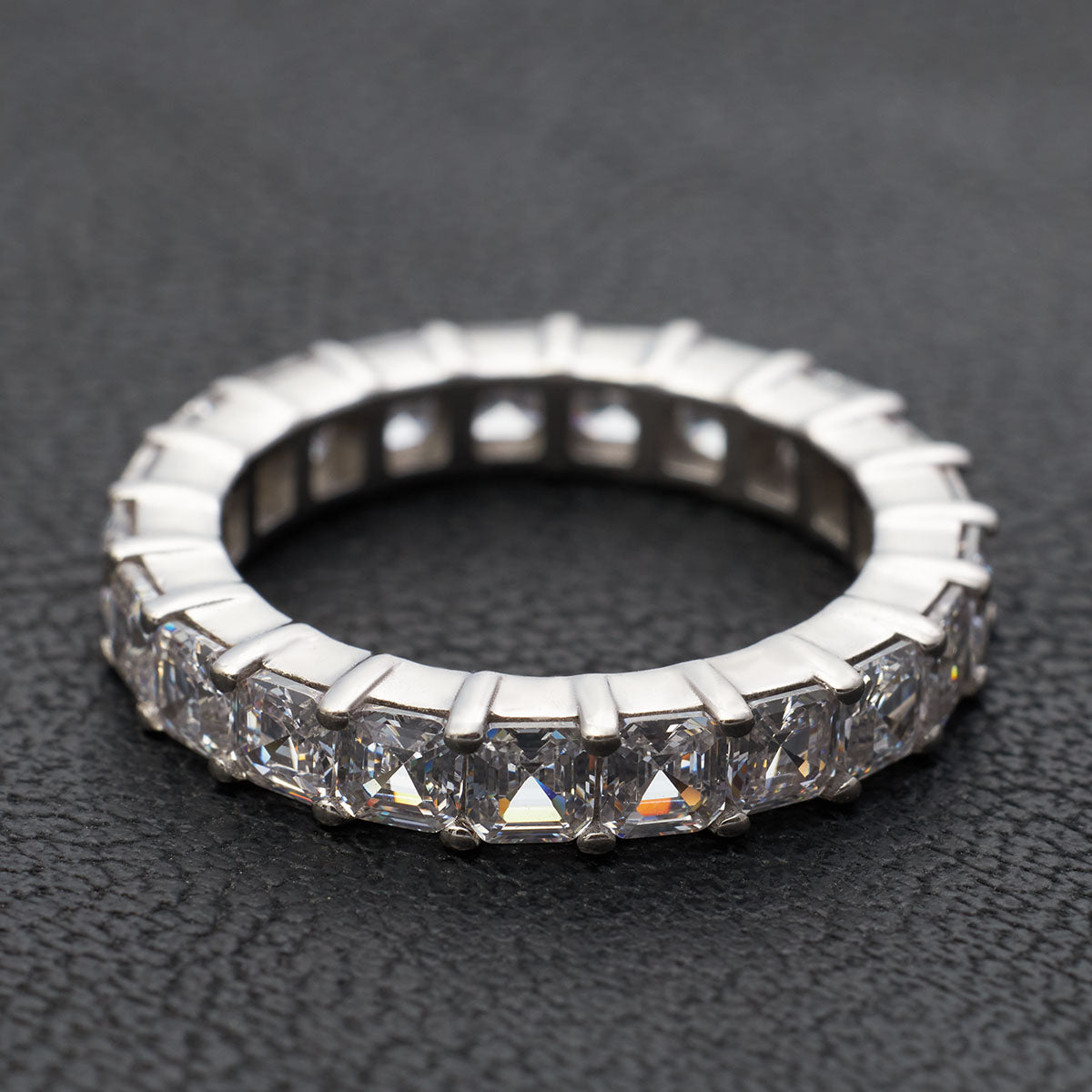 Moissanite Wedding Band Asscher Cut Full Eternity Band Womens