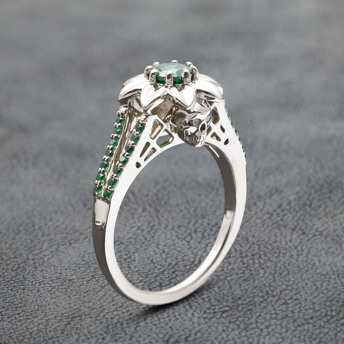 Flower Skull Engagement Rings