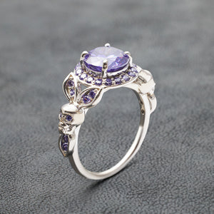 Amethyst Skull Wedding Ring For Women Gothic Skull Ring Silver