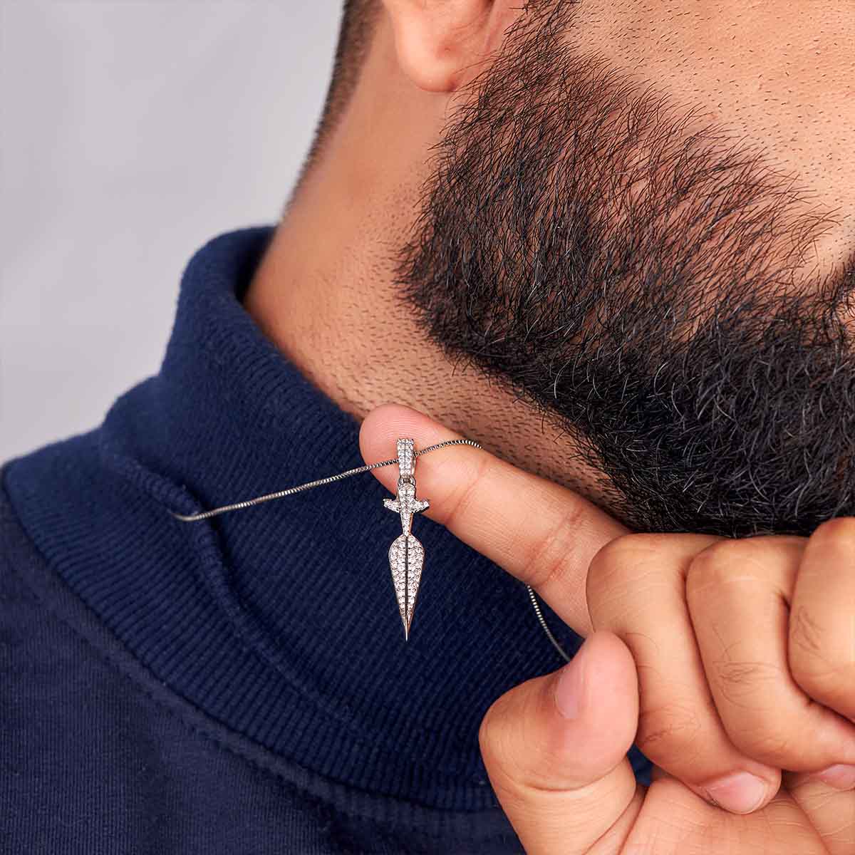 Gungnir Pendant Necklace Viking Spear Head Sterling Silver Hip Hop Jewelry