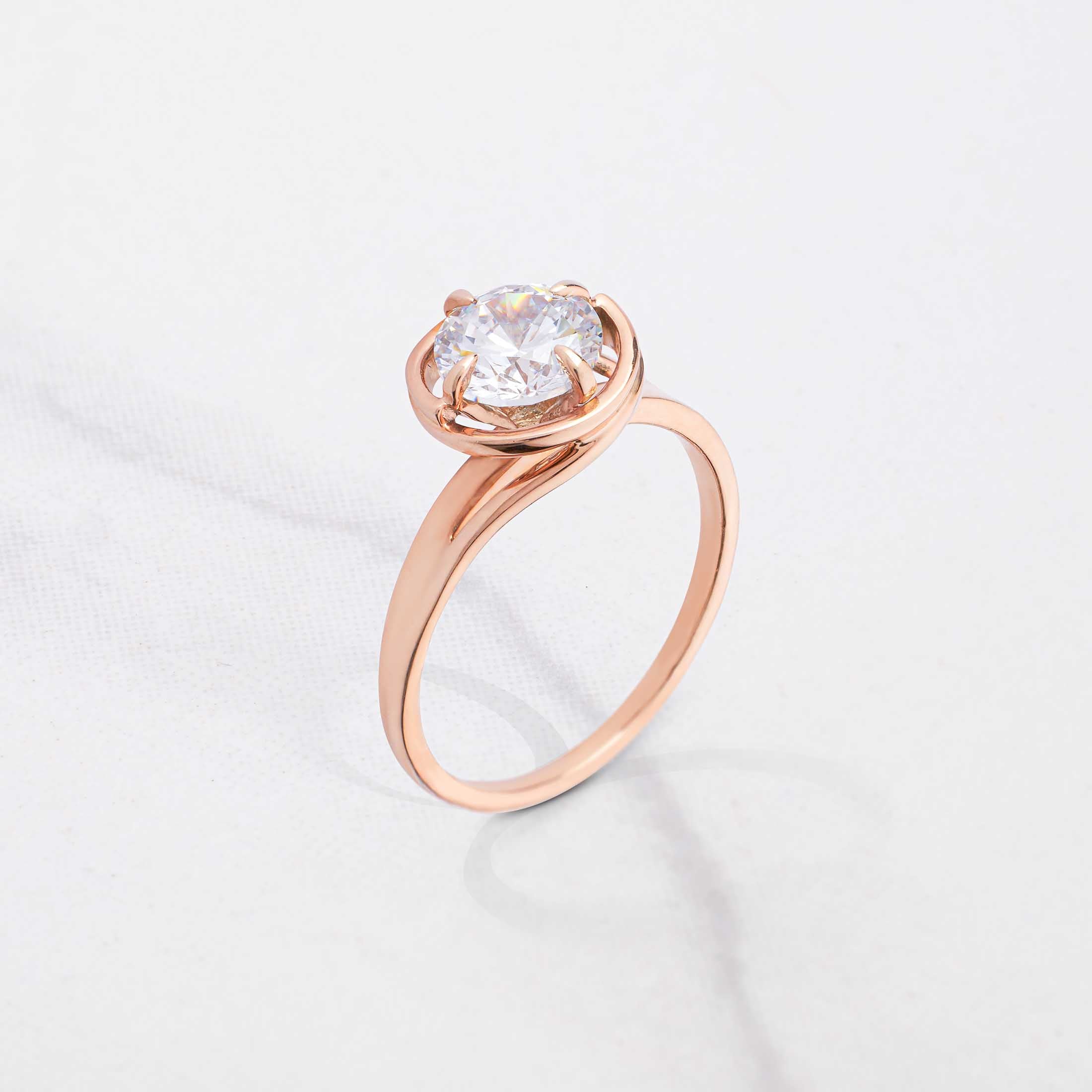 Solitaire Moissanite Diamond Ring for Women Rose Gold Engagement Rings Promise Wedding Anniversary