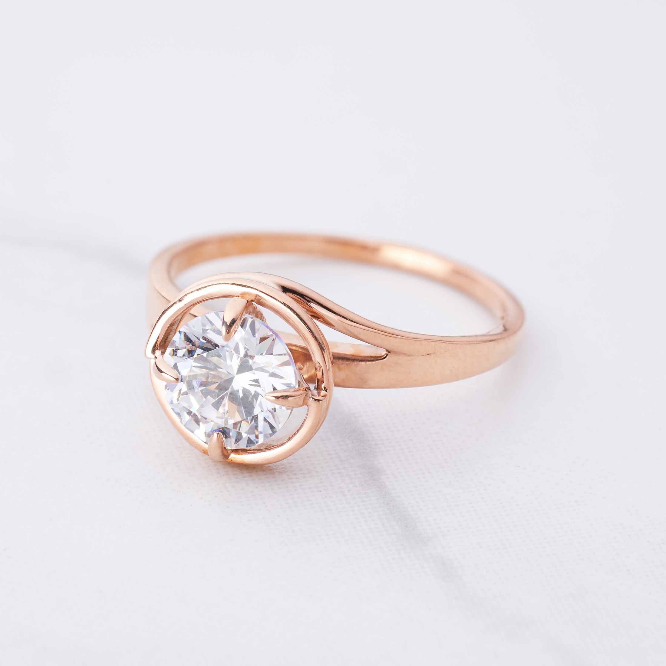 Solitaire Moissanite Diamond Ring for Women Rose Gold Engagement Rings Promise Wedding Anniversary