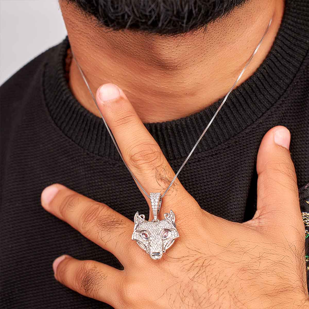 Icedout Viking Wolf Pendant Necklace Hip Hop Animal Jewelry Sterling Silver