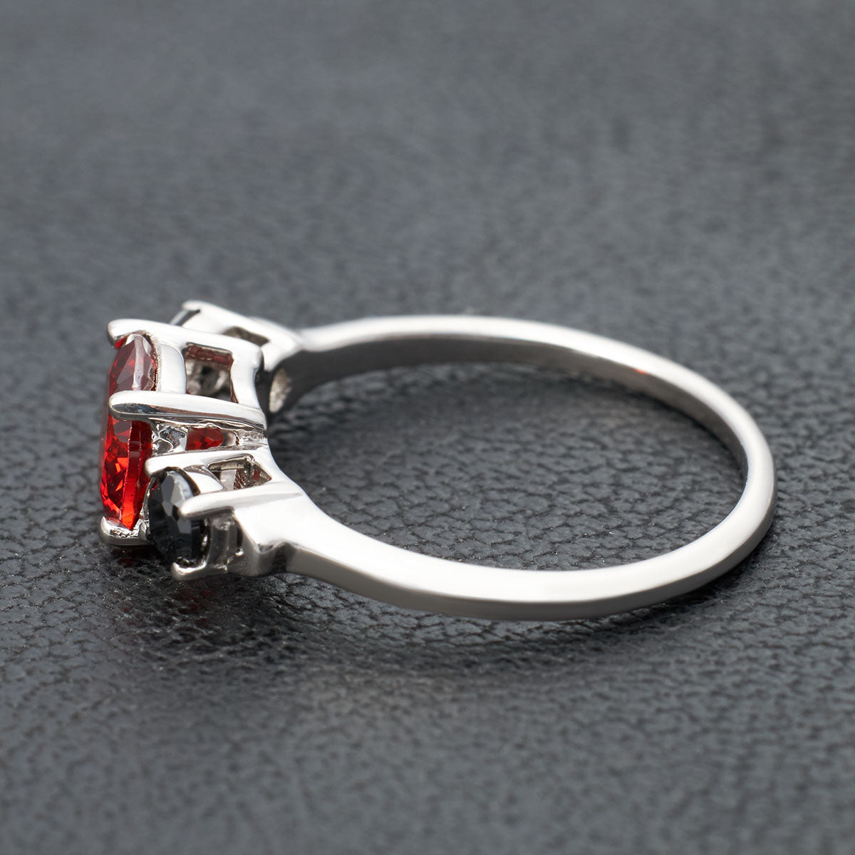 Gothic Engagement Rings For Women Onyx and Garnet