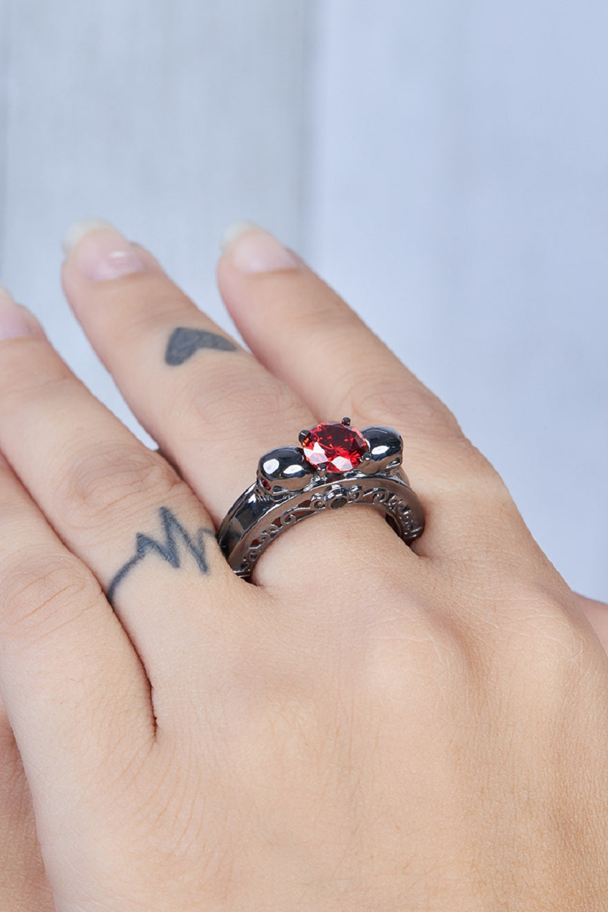 Skull Gothic Engagement Ring Womens Skull Jewelry Gun Metal