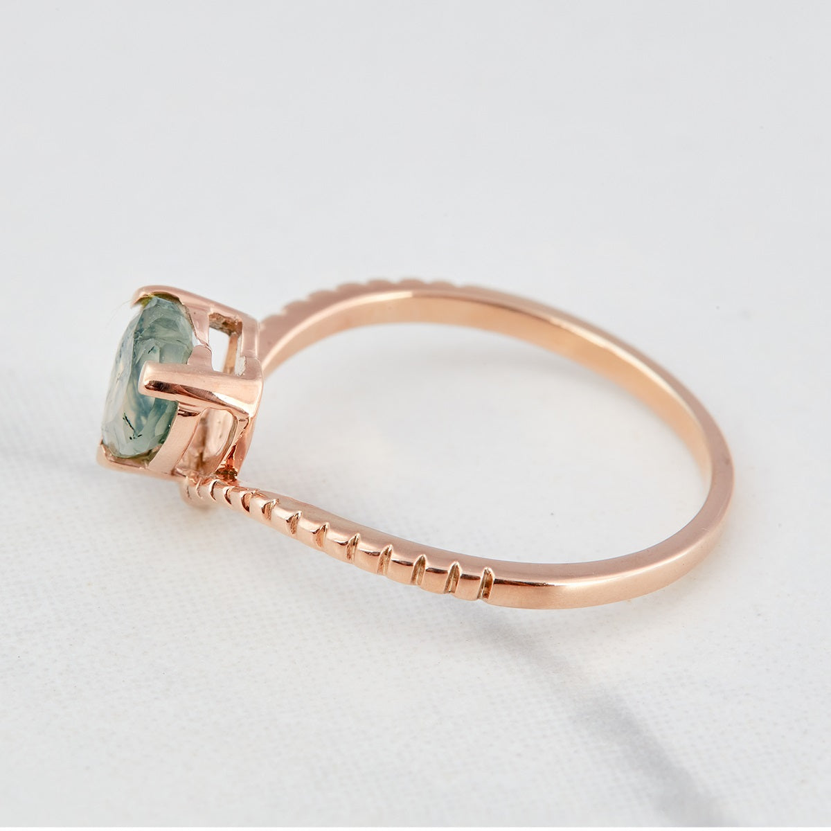 Moss Agate Heart Engagement Ring