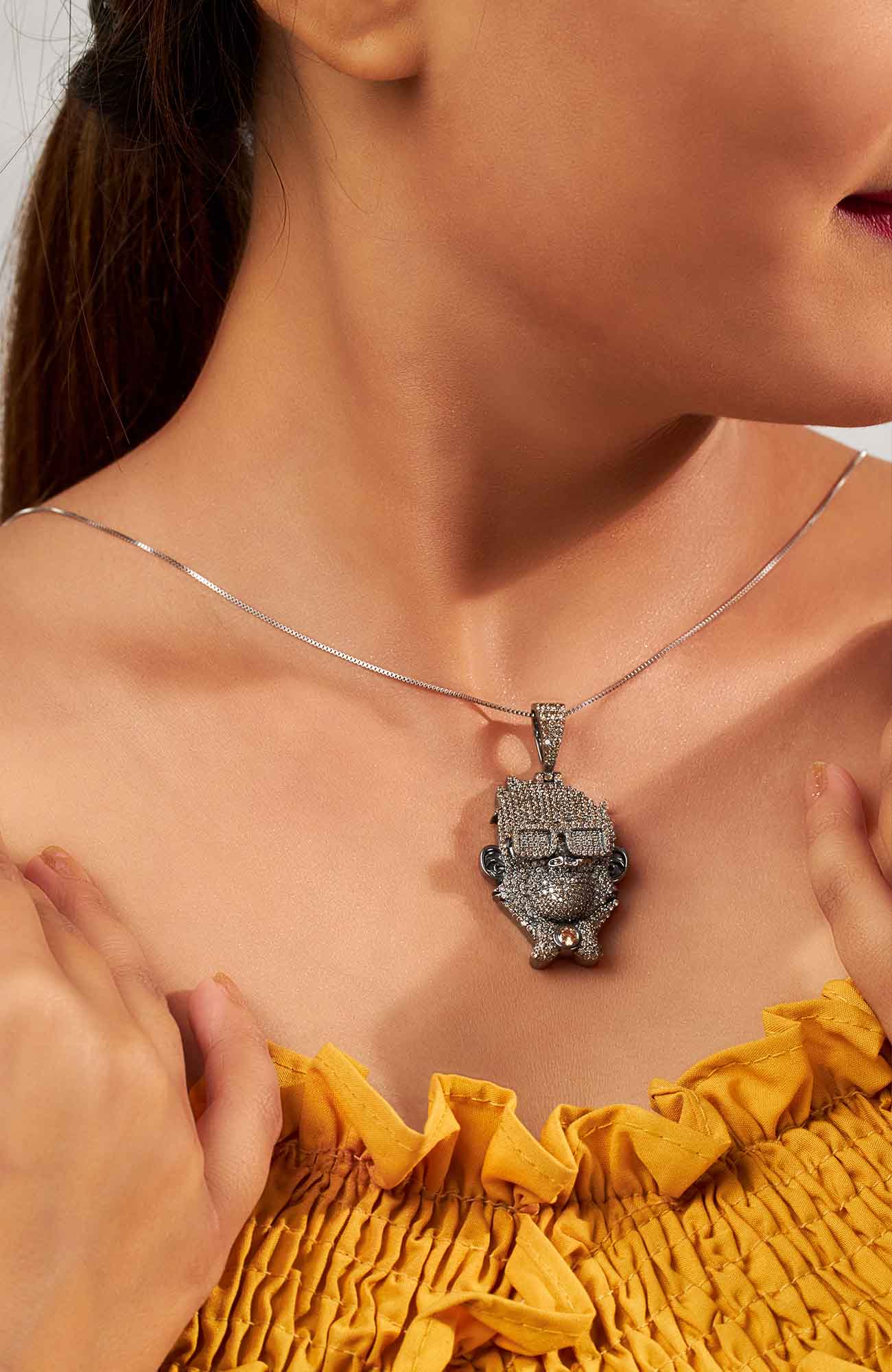 Monkey Pendant Necklace Locket With Chain Hip Hop Jewelry
