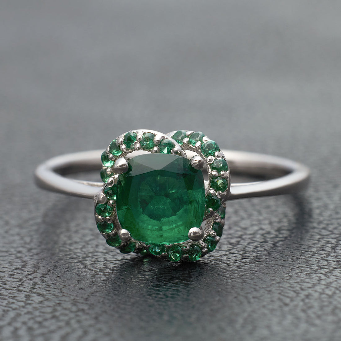 Natural Emerald Engagement Ring