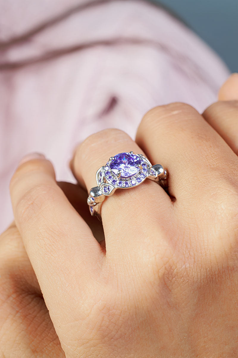 Amethyst Skull Wedding Ring For Women
