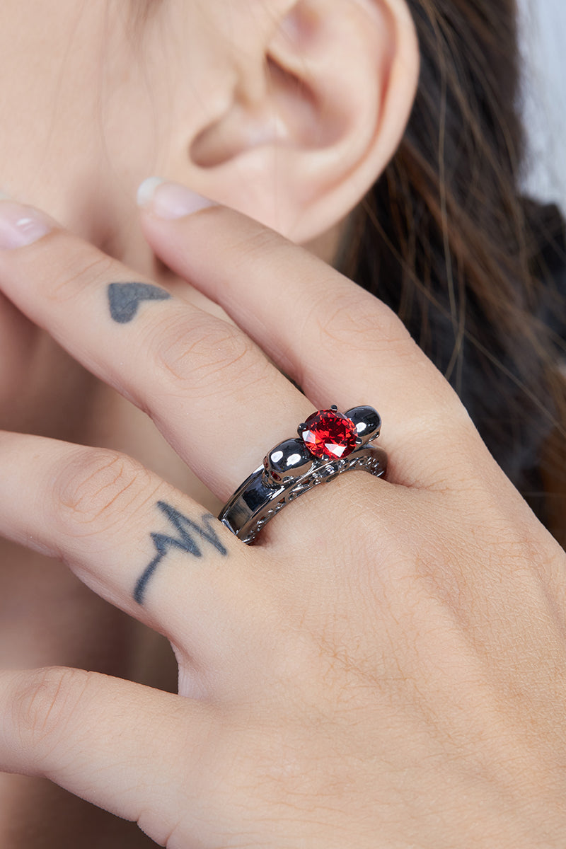 Skull Gothic Engagement Ring Womens Skull Jewelry Gun Metal