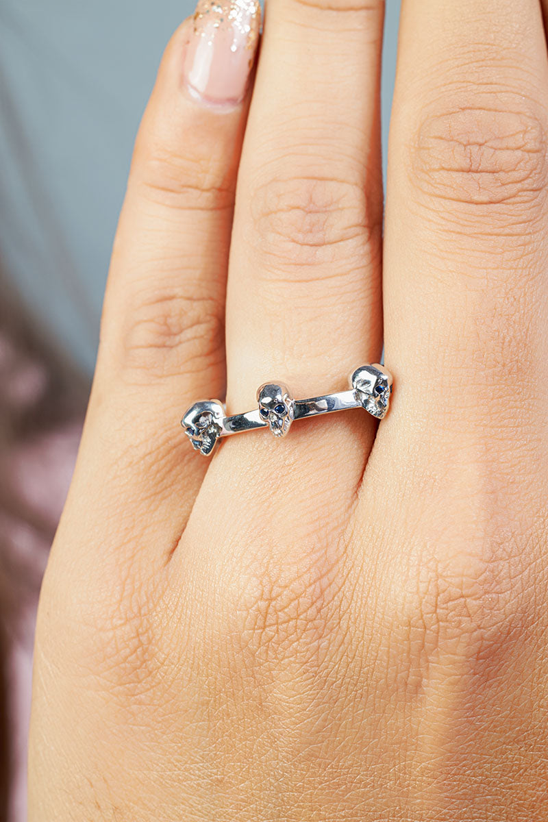 Skull Wedding Band Women Eternity Band Gothic Promise Ring