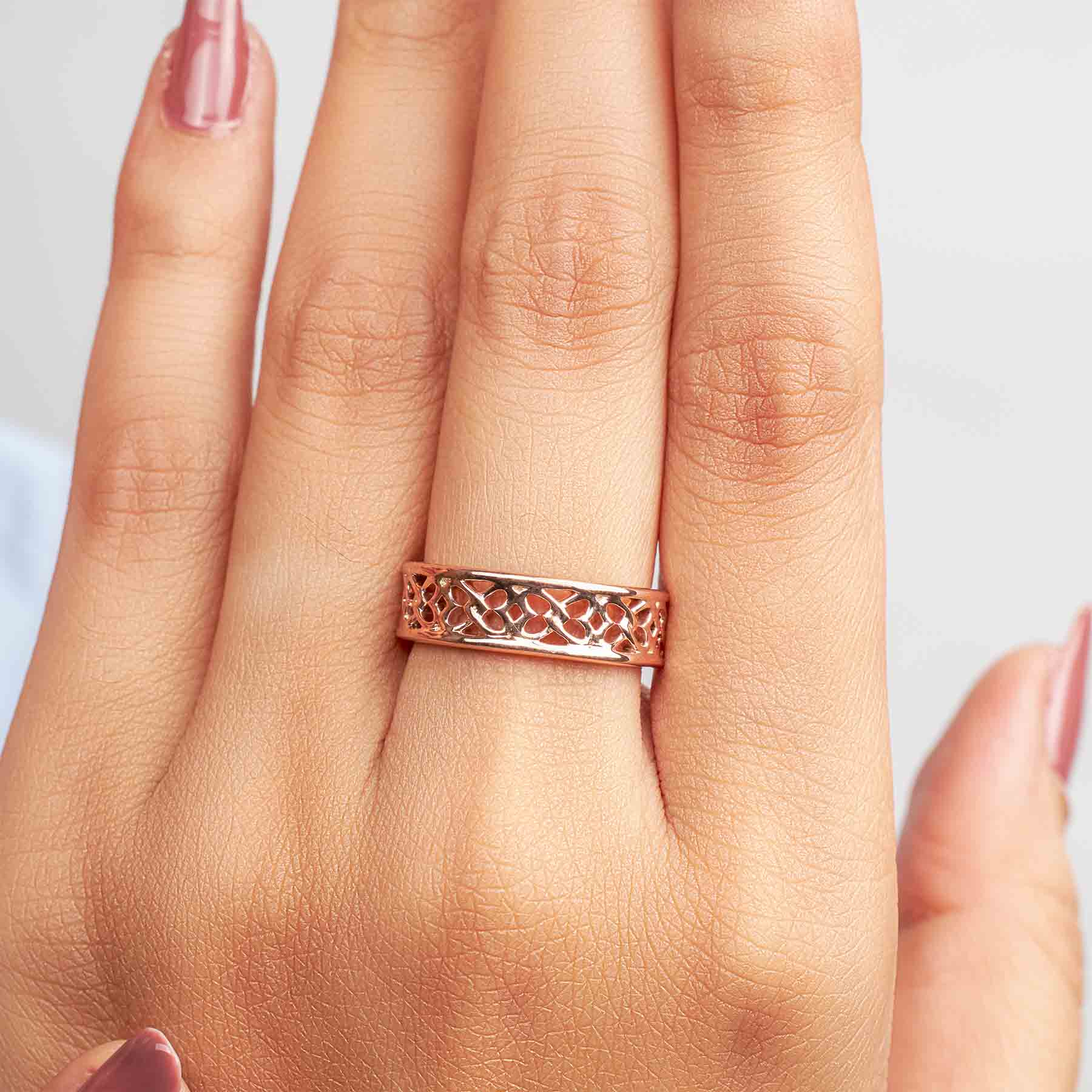 Women's Celtic Wedding Band Interlocked Heart Anniversary Band