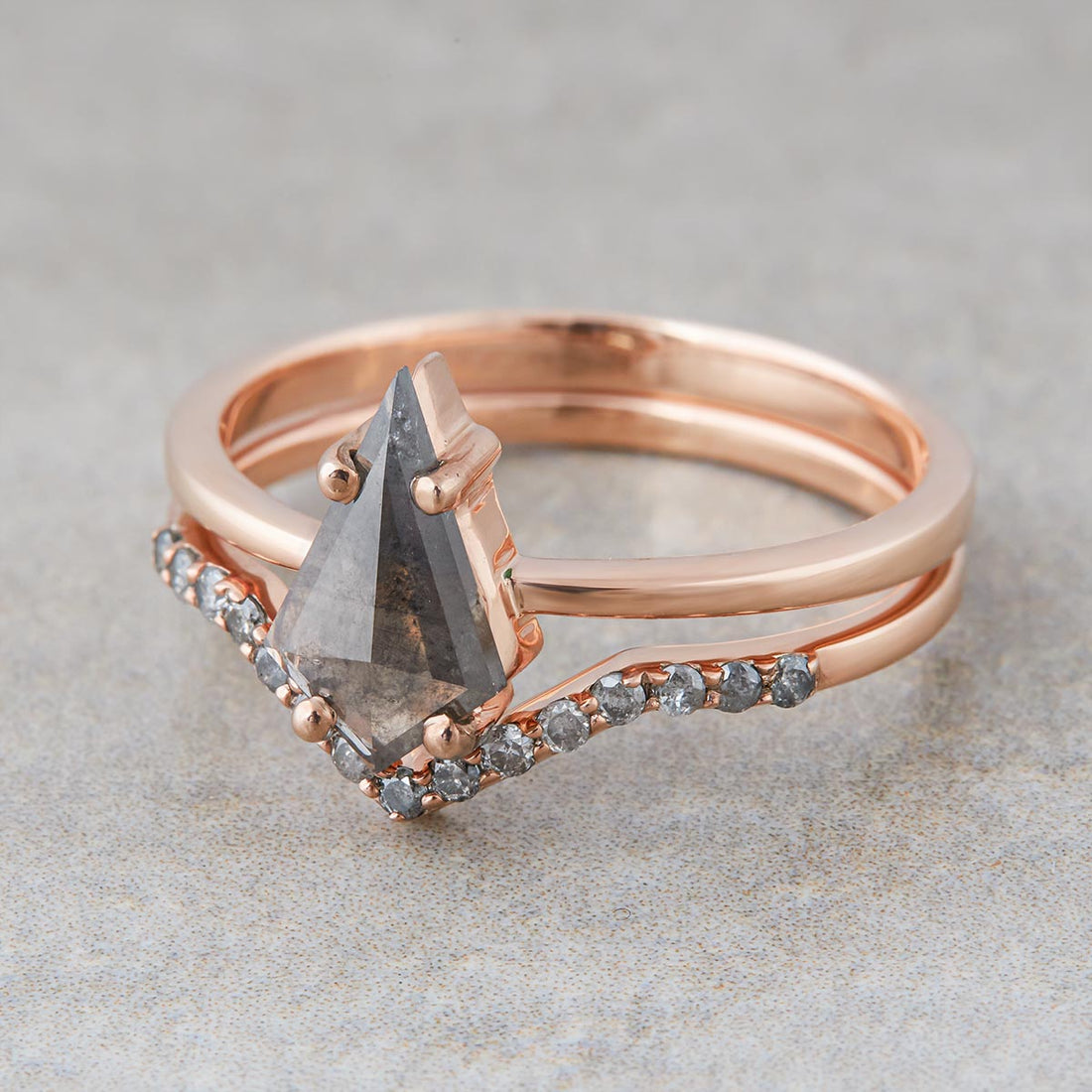 Kite Salt and Pepper Diamond Engagement Ring Set
