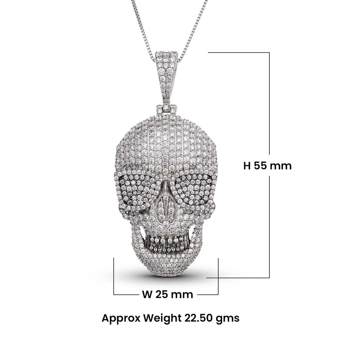 Moissanite Iced Out Skull Pendant Necklace With Chain Gothic Hip Hop Halloween Jewelry Sterling Silver