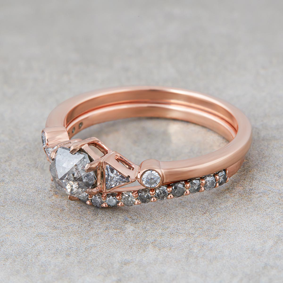 Natural Salt and Pepper Diamond Engagement Rings